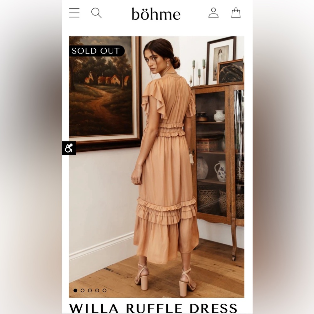 Bohme Peach midi Willa Ruffle Dress